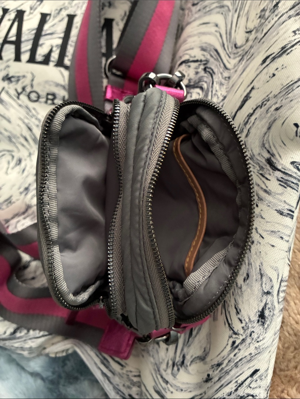 MZ Wallace Charcoal Crossbody with Fuchsia Strap Accents - Picture 9 of 12